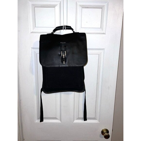 STATE Black Leather Canvas Backpack Bookbag - Picture 2 of 16